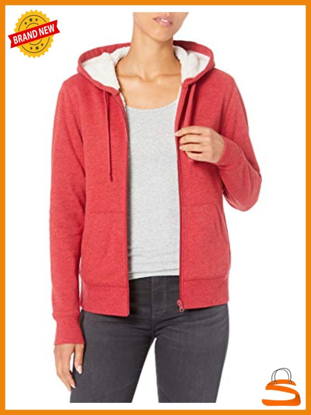 Sherpa-Lined Fleece Full-Zip Hooded Jacket Drawstring Women's